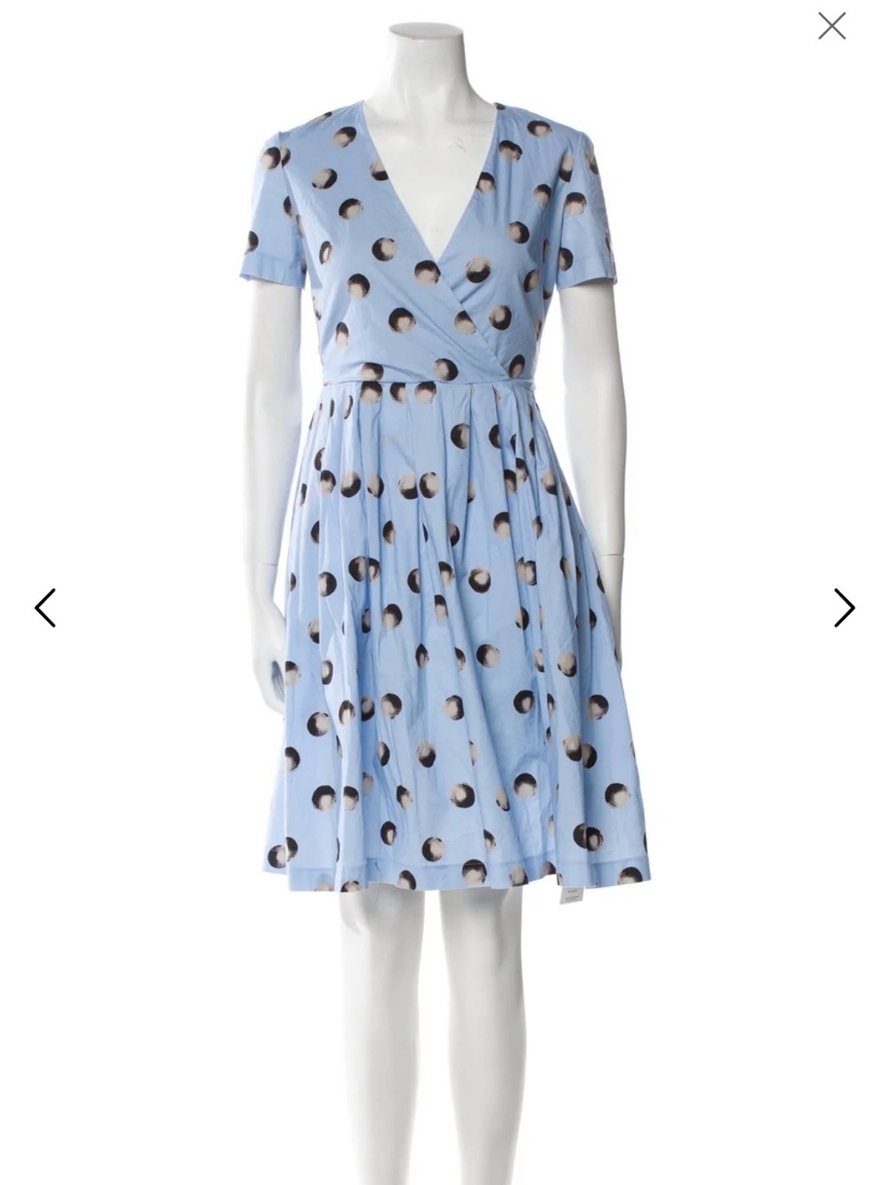 Blumarine Light Blue Polka Dot Wrap Midi Dress